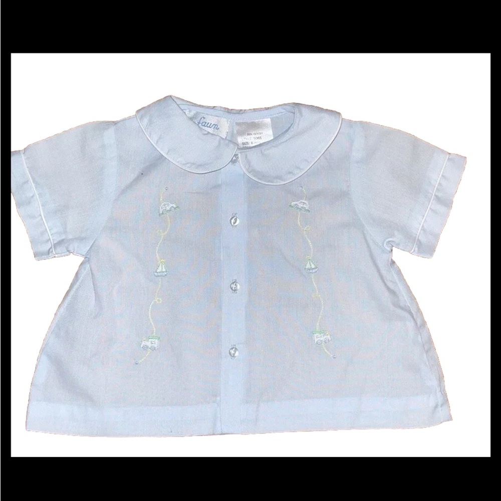 Two piece embroidery baby blue with white trim.Heirloom, portrait, classic - Picture 2 of 13
